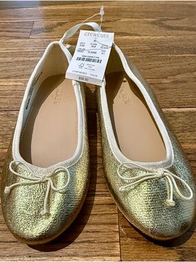 crewcuts Gold Bow Ballet Flats